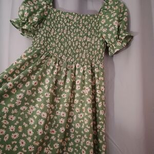 Big Kids Girl's Floral Green Kids Dress